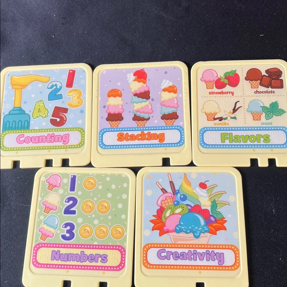 Leapfrog Scoop And Learn Ice Cream Cart Replacement Parts 2 Sided Cards Lot of 5